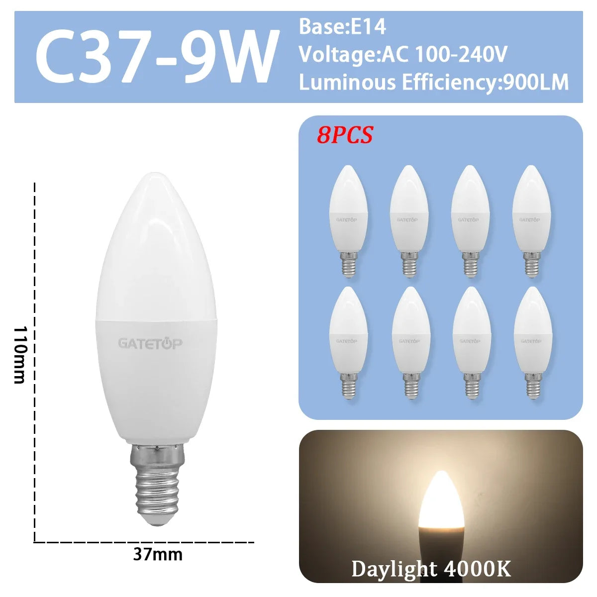 8PCS Led-lampe E27 B22 E14 220V GU10 Spot Licht 9W LED Glühlampe Retro Edison Vintage lampe AC 220V 110V Glas Lampen für Zuhause