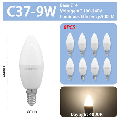 8PCS Led-lampe E27 B22 E14 220V GU10 Spot Licht 9W LED Glühlampe Retro Edison Vintage lampe AC 220V 110V Glas Lampen für Zuhause