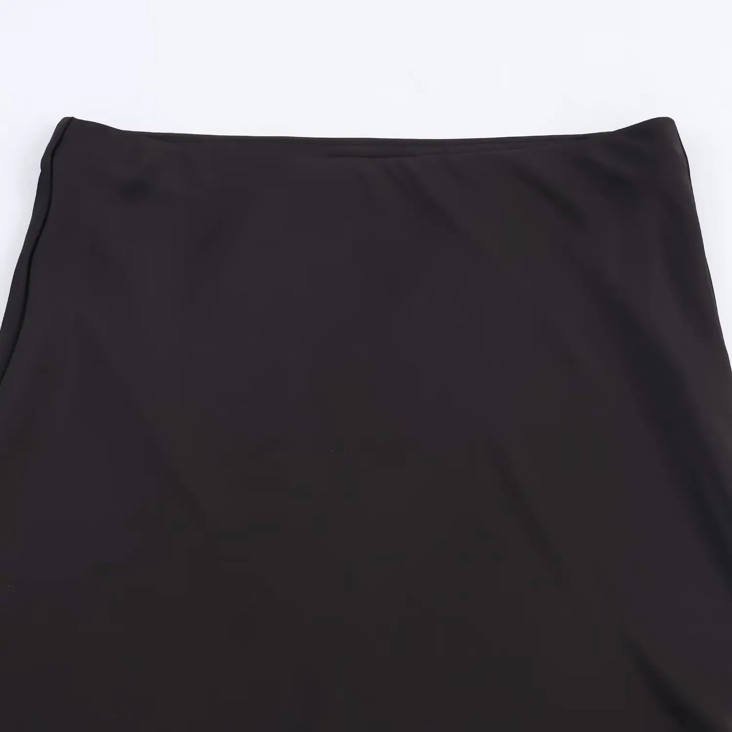 KONDALA Women Elegant Luxury Satin Lace Brown Black Skirt Long Straight Skirt 2025 New Spring Autumn Fashion Party Mujer Skirt.