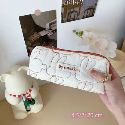 2025 Cute Rabbit Travel Cosmetic Lipstick Purse Storage Bag Kawaii Women Makeup Handbags Organizer Wallet Pouch Pencil Case Bags
