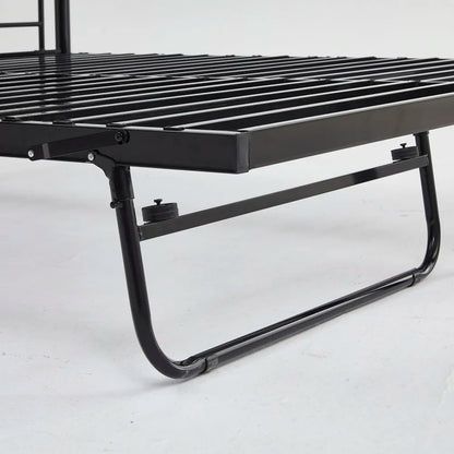 Etagenbett aus Metall, 90 x 200 cm, Etagenbett mit ausklappbarem Bett, erweiterbar auf zwei Einzelbetten oder Erwachsenenbetten, Schwarz