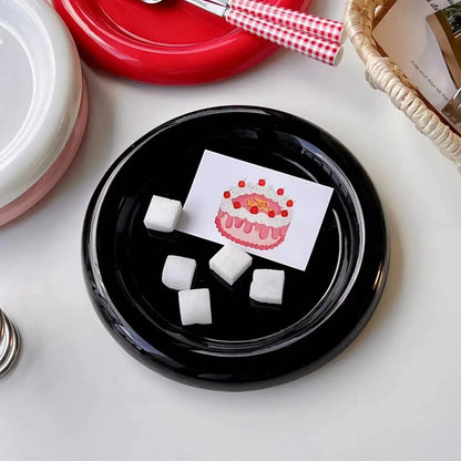 Round Ceramic Plate Thick-edged Western Food Plate Creative Steak Nordic Tableware Ceramic Plate Main Course Kitchen Utensils.