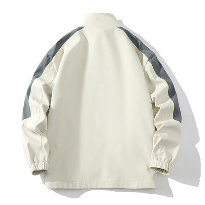 Sports suit men's  spring and autumn striped stand up collar jacket and pants paired with running and fitness two-piece set.