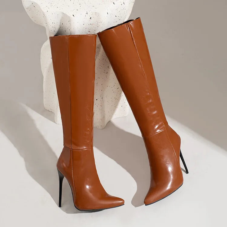 NASBAVI Women's Knee High Boots Sexy Red Blue Black Heeled Long Boot Female Large Size 48 Autumn Winter Party Shoes Ladies.