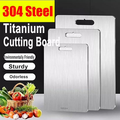 Titanium Cutting Boards for Kitchen Stainless Board 304 Steel Thickened Double Sided Food Grade Portable Fruit Meat Chopping.