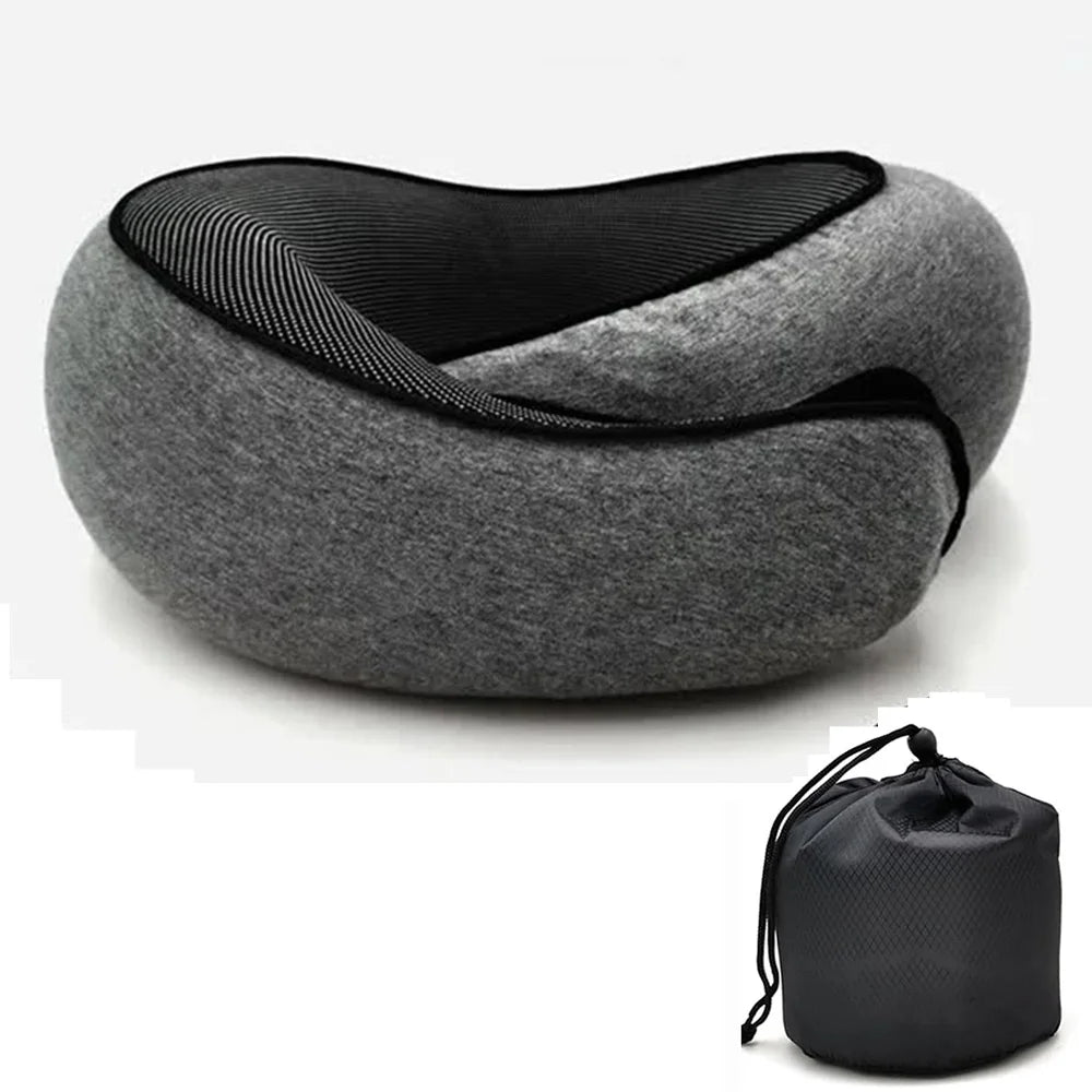 Travel Neck Pillow Memory Foam U-shaped Pillow Snail Style Travel Neck Support Portable Adjustable Soft Noon Break Sleep Pillows.