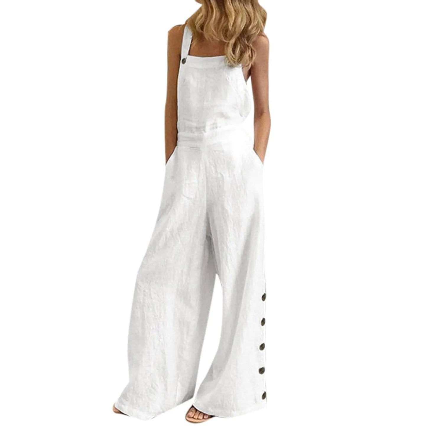 Evening Dresses Outfits Women'S Sleeveless Overalls Jumpsuit Casual Solid Summer Wide Leg Bib Pants Vestidos Verano Moda 2025.