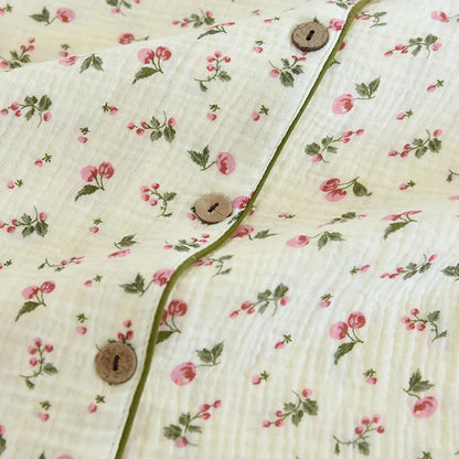 2025 Spring and Autumn Women's Pajama Set 100% Cotton Crepe Long sleeved Pants Two piece Cute and Sweet Home Fury Set Ladies.