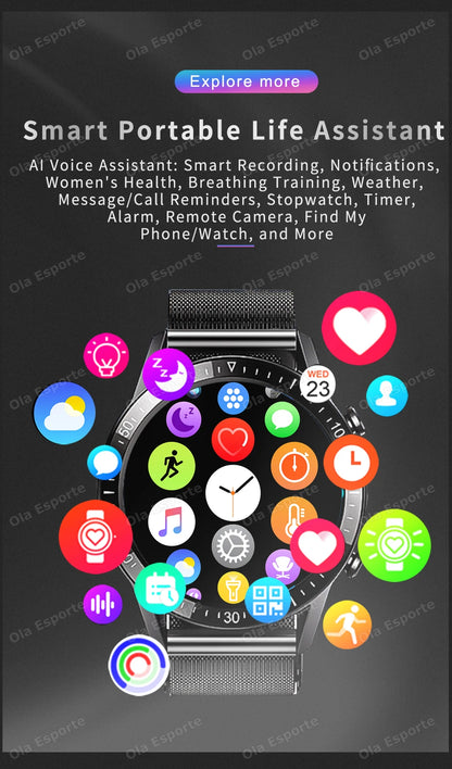 2025 NEW Smart Watch Women Men AMOLED Screen Bluetooth Call Full Touch Screen Weather Call Sports Smart Bracelet 5ATM Waterproof.