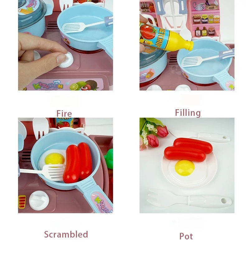 Simulated Kitchen Toys Kitchenware Lighting and Sounds Cooking Game Set Children Fun Educational Toy Educational Toys Boys Girls.