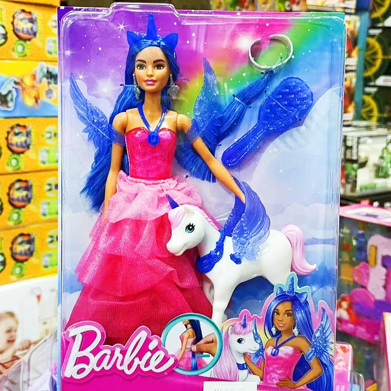 Original Barbie Mermaid Doll Toy Pink Fantasy Ocean Princess Hair Accessories Shell Toys for Girl Movable Joints Fish Tail Doll.