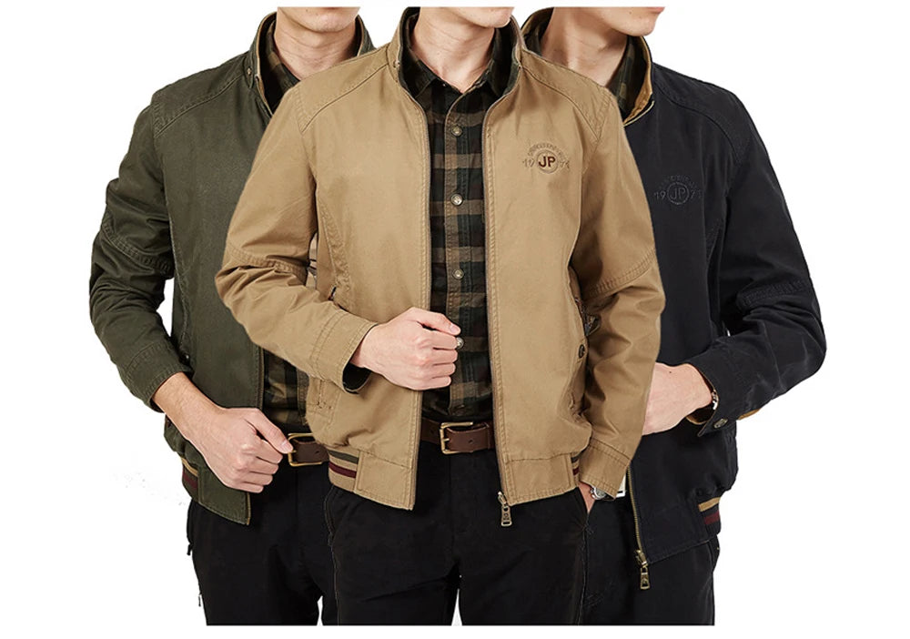 DIMUSI Autumn Men's Double-sided Military Jacket Casual Man Cotton Business Coats Fashion Men Multi-pocket Jackets Clothing 8XL.