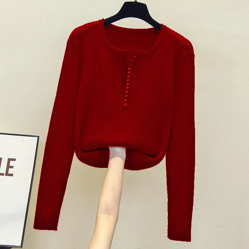 2026 gestrickte Frauen Pullover Taste V-ausschnitt Pullover Herbst Grundlegende Pullover für Weibliche Pullover Schlank Solide Bold Streifen Tops.