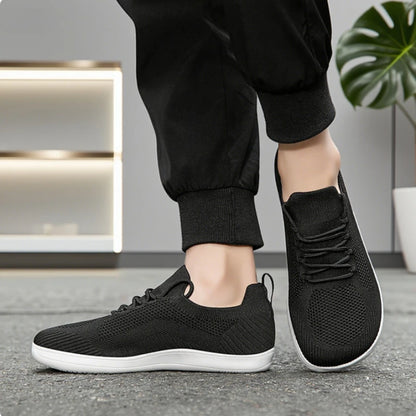 Wide Barefoot Shoes for Men Trendy Black Mesh Casual Walking Sneakers Breathable Non-Slip Minimalist Casual Wide Toe Men Shoes.