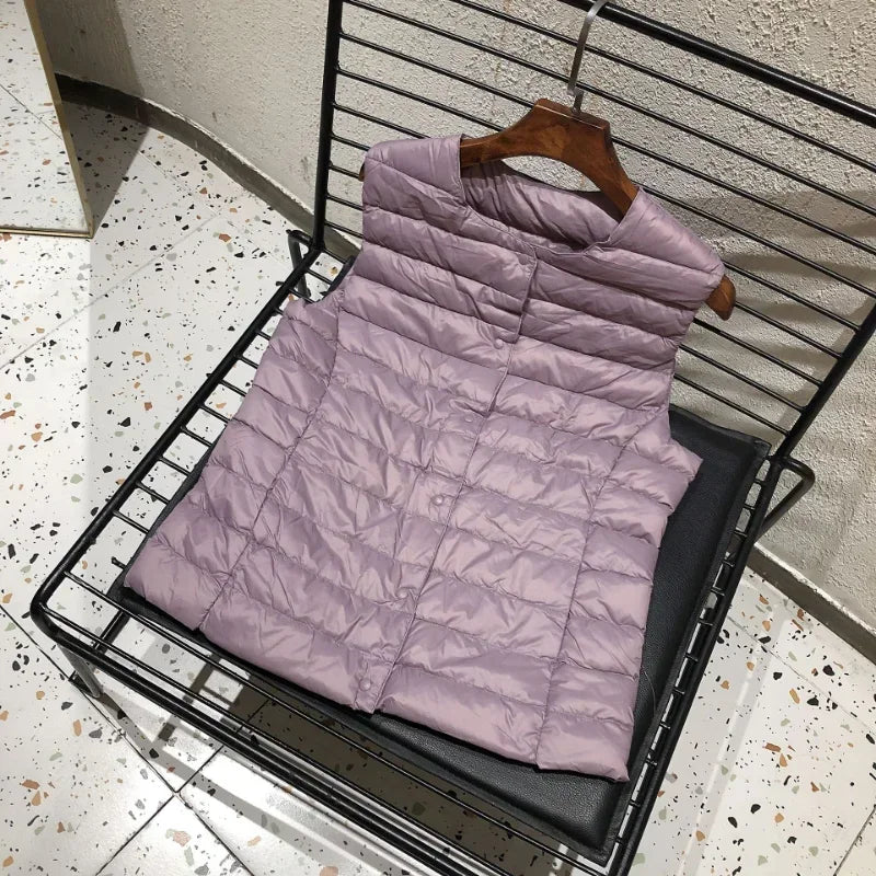 2025 neue Frauen Ärmellose Puffer Jacke Frühling Winter Weibliche 90 % Weiße Ente Unten Ultra Leichte Packbare Warme Daunen Liner weste.