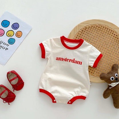 Drop-Shipping Sommer Kleinkind Baby Kurzarm Brief Outfit reine Baumwolle Overalls Kinder Neugeborenen Bodys einteiliges Kleidungs stück.
