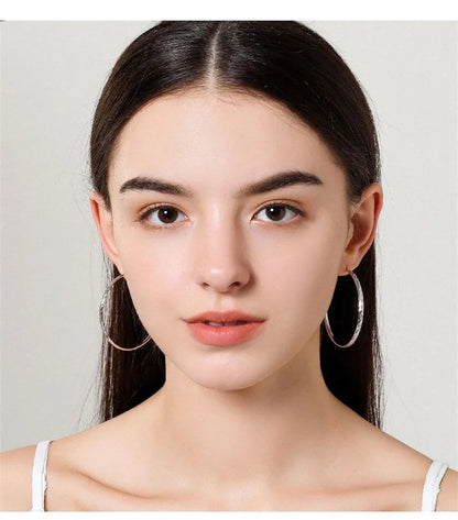 Senlissi - 925 Sterling Silver Hoop Earrings For Women 18K Gold Plated Jewelry Dazzling Women's Hoops Earrings Christmas Gifts