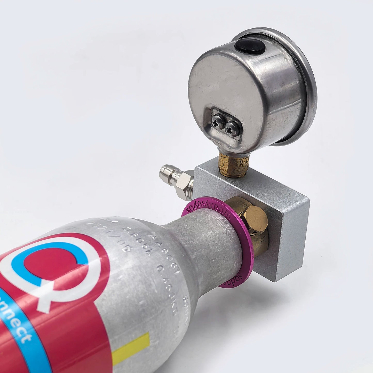 CO2 Cylinder Refill Fill Station Adapter Fit Soda Water Machine Terra, Gaia, DUO, ART Carbon Dioxide Pink Bottle Quick Connect.