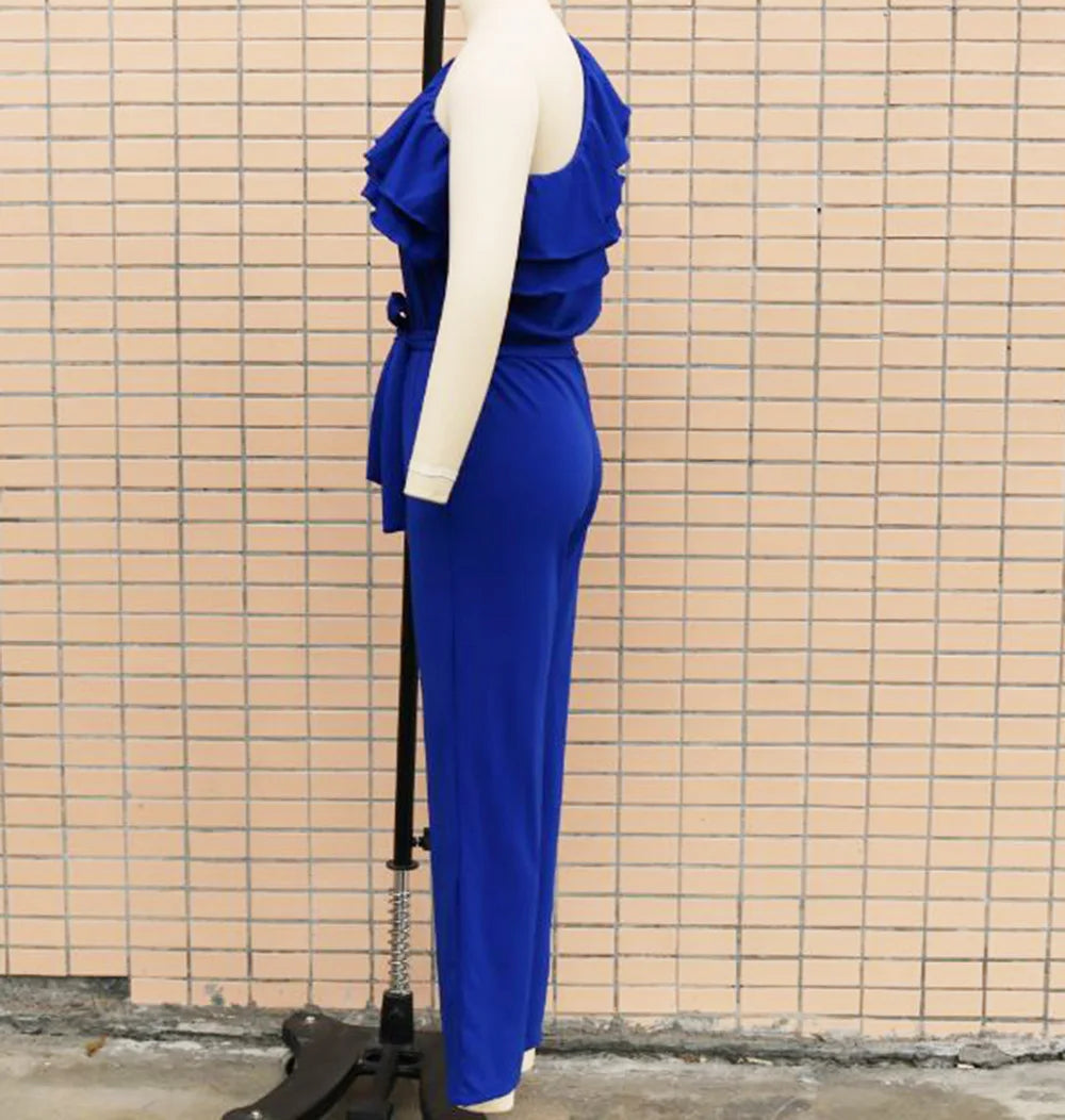 Summer Sexy Strapless Sleeveless Women's Party Jumpsuit Fashion Peplum Slim Fit Lace Up Elegant Female Office Jumpsuit Bottoms