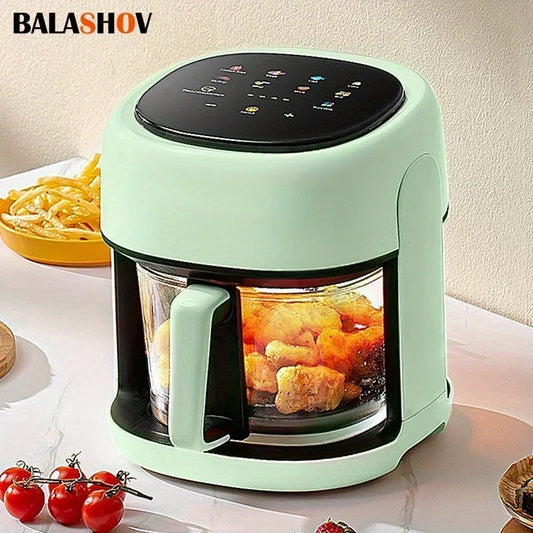 4.5L Smart Electric Air Fryers Oil-free Automatic Household Kitchen 360°Baking Convection Oven Deep Fryer Visible Window EU 220V.