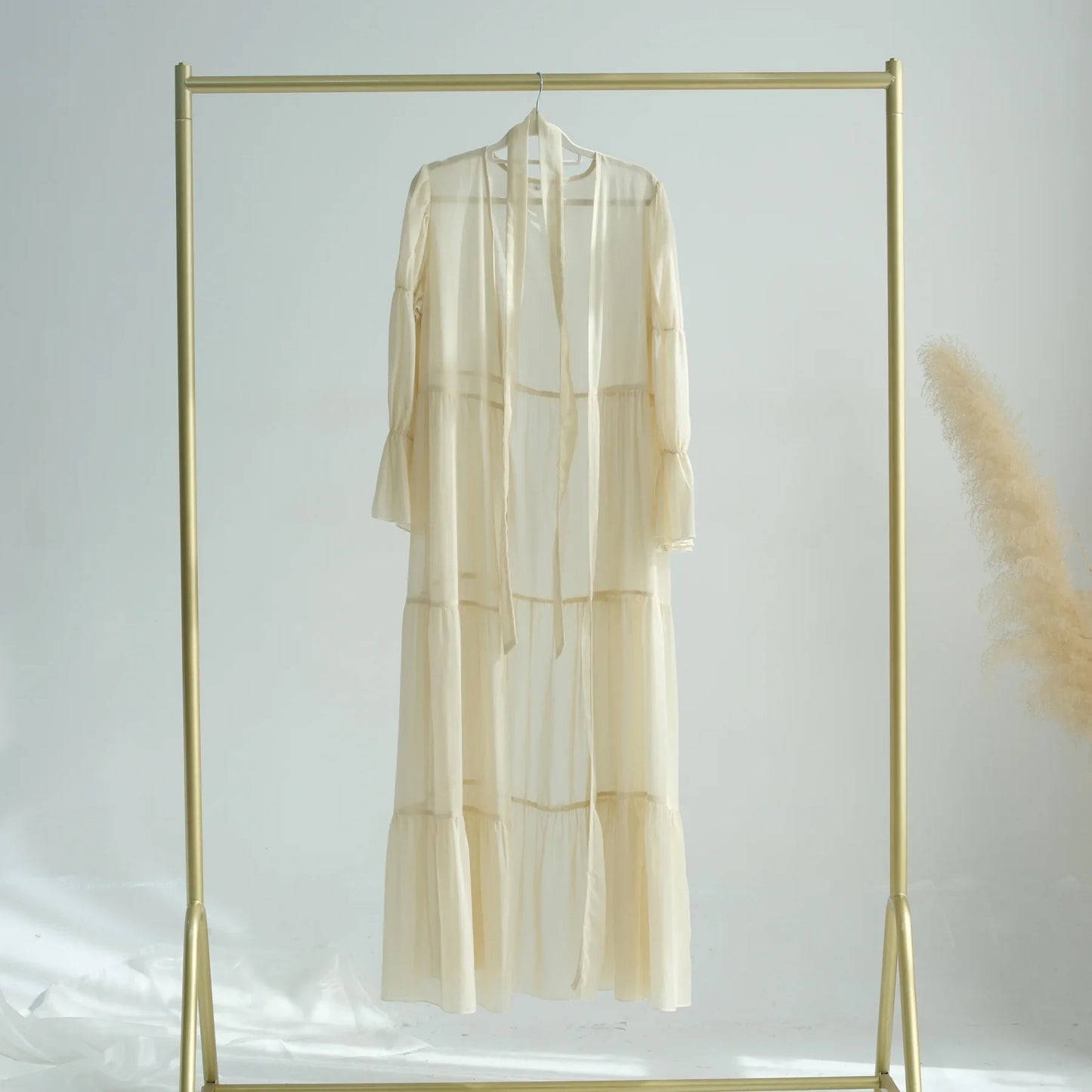 Chiffon Sheer Open Abaya Set Hijabi Muslim Women Party Ramadan Islamic Clothing  Dubai Turkey Kaftan Crepe Kimono Open Abayas