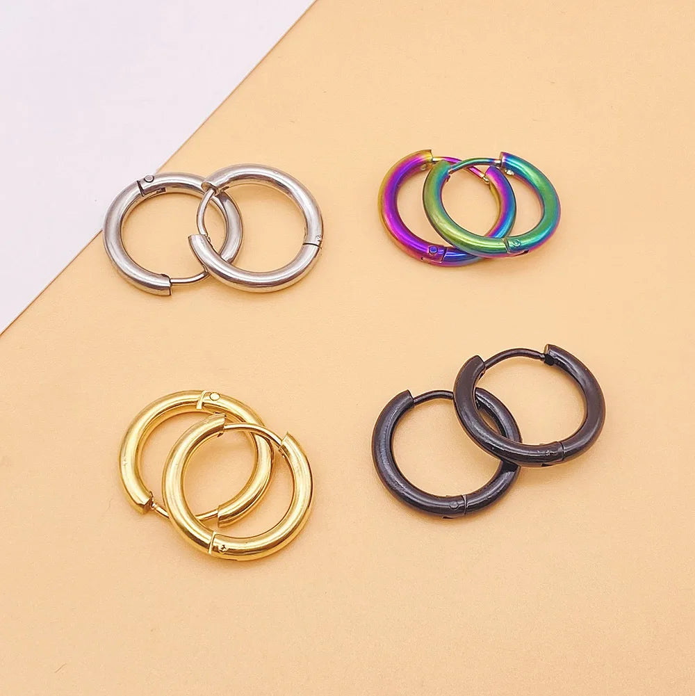 2022 New Simple Stainless Steel Small Hoop Earrings for Women Men Cartilage Ear Piercing Jewelry Pendientes Hombre Mujer.