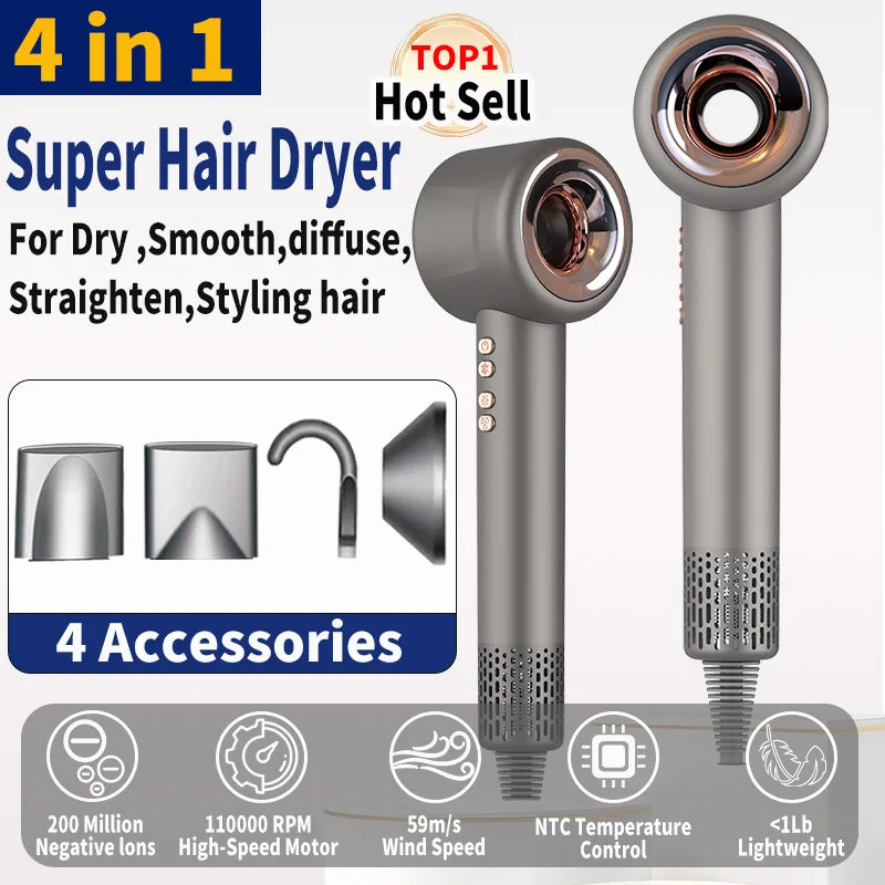 220V Super Hair Dryer 1600W Leafless Hair dryer Personal Hair Care Styling Negative Ion Tool Constant Anion Electric Hair Dryers