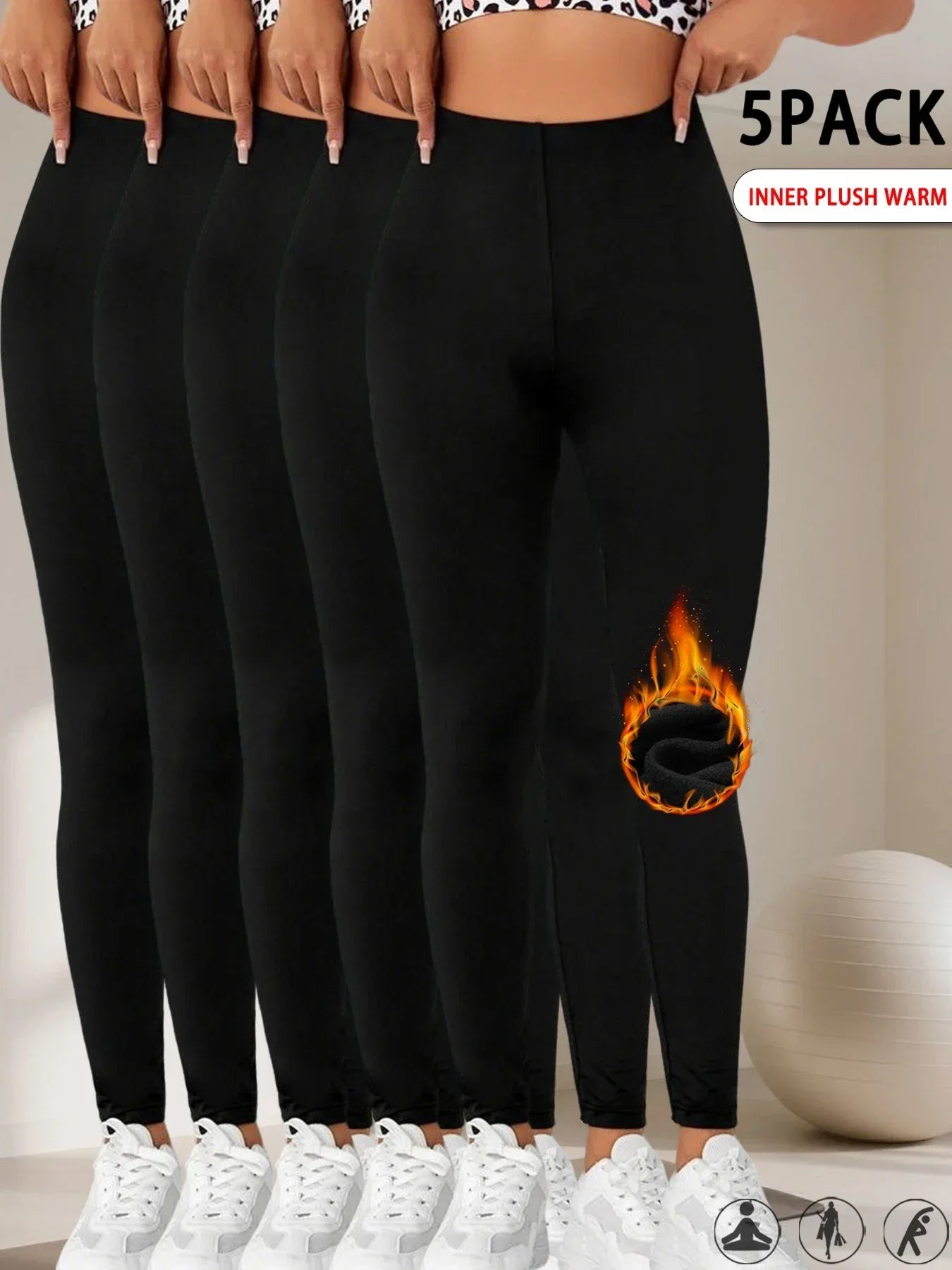 5PACK Super Soft Fleece Lined Leggings Women, Workout Yoga Running Thermal Warm Pants For cold winter.