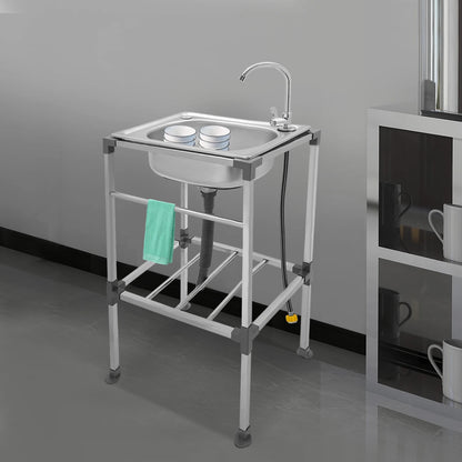 Freistehendes Küchenspülbecken mit Wasserhahn, 18,9 x 13,78 Zoll, Mehrzweckspülbecken-Set aus Edelstahl, 132 Pfund Kapazität für Zuhause, Wäsche, Garage