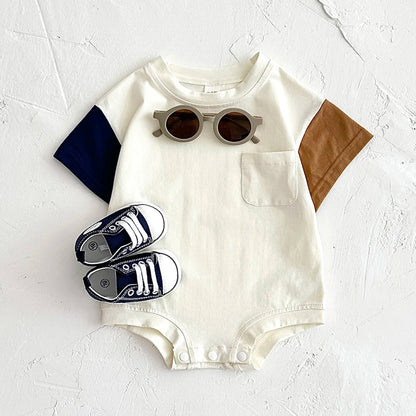 Sommer Baby kleidung Stram pler kurz ärmel ige Dreieck Bodysuit Baumwolle Kinder kleidung Neugeborene Jungen Mädchen Tasche Overall 0-18m.