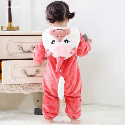 Blau rosa Einhorn Stram pler Baby Boy Mädchen Pyjama bebe Kleidung niedlichen Bodys Flanell warme einteilige Winter Halloween Tier Outfit.