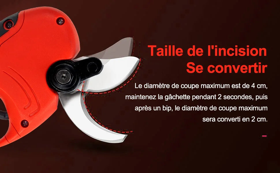 OUTIGO Professionelle Elektrische Gartenschere,40 mm Akku Grtenschere, 2x3000mAh Lithium-Wiederaufladbar Akku 6-8 Arbeitsstunden, Astschere, Rebschere, Baumschere, Rosenschere