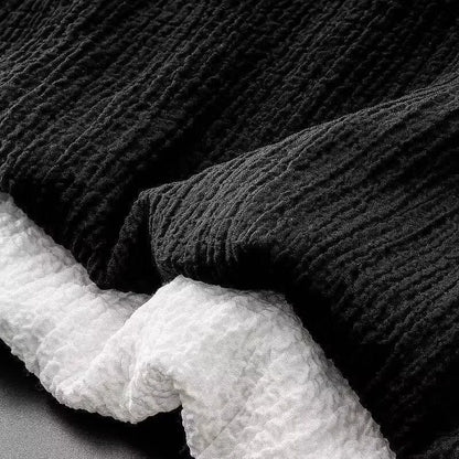 Summer Casual Thin Linen Set Men's Sport Suit Outdoor Wear Short Sleeve Long Pants Two-Piece Set Lightweight Comfortable Fit.