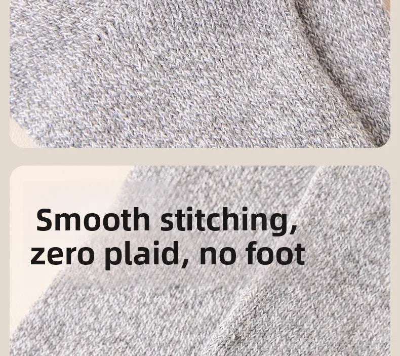 5 pairs of men's mid-calf thick winter fleece-lined thermal terry socks, blended cashmere solid color towel socks