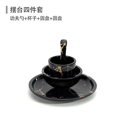 Marble Texture Imitation Melamine Plate BBQ Tableware Cake Fruits plates Snack Tray Outdoor Party Dishes Steak.