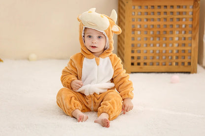 MICHLEY Winter Baby Strampler Mit Kapuze Flanell Cosplay Kleinkind Infant Kleidung Insgesamt Bodys Overall Kostüm Für Kinder Mädchen Junge