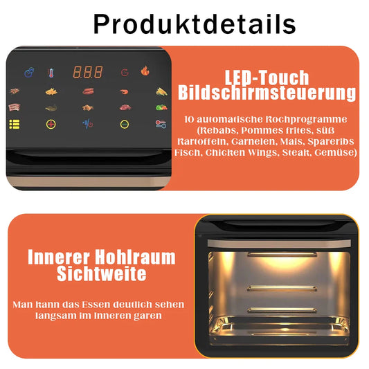 4/5/6/7/10/12L Electric Air Fryers Oil-free Automatic Household Kitchen 360°Baking Convection Oven Deep Fryer without Oil.