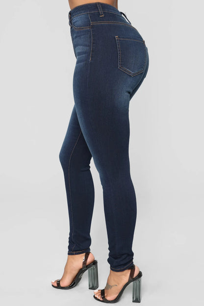 Women High Waist Stretch Hip Lift Denim Skinny Pants Jeans Full Length Sexy Slim Bleachded Solid Color Pants.