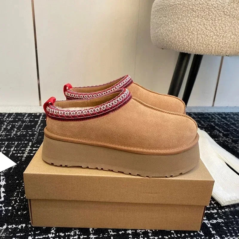 Snow boots for women - Women's wool leather boots - Winter warm fur boots - High-quality premium snow boots - 2025 model.