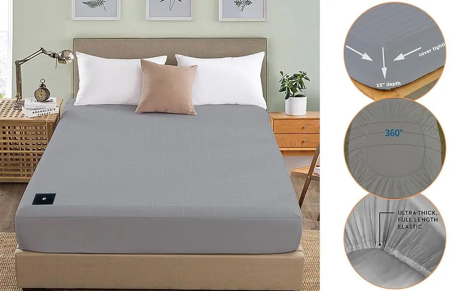 MAXSHARER Earthing 180*200*30cm fitted sheet Organic cotton with Conductive silver fiber Grounding bed sheet for Nature Wellness.