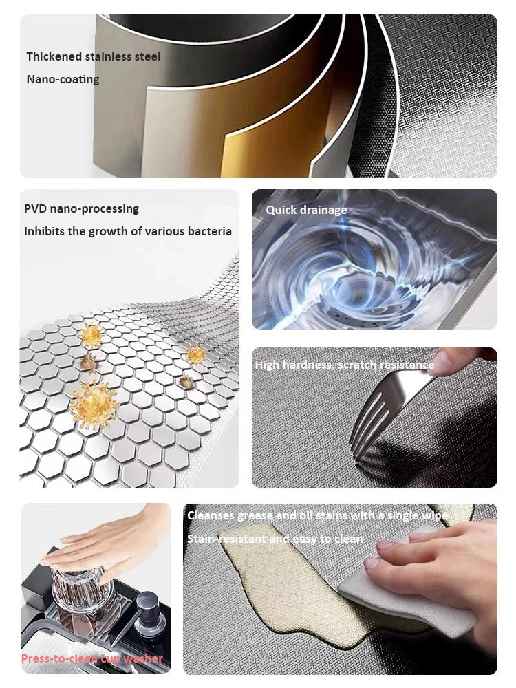 Large Single-Basin Digital Intelligent Sinks Water Bowl Stand 100x46cm Thickened Stainless Steel for Multi-Functional Kitchen