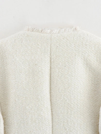 Women's Autumn and Winter Long Sleeve Short Jacket Fashion Solid Colour Front Pocket Button Jacket Elegant Casual Jacket.