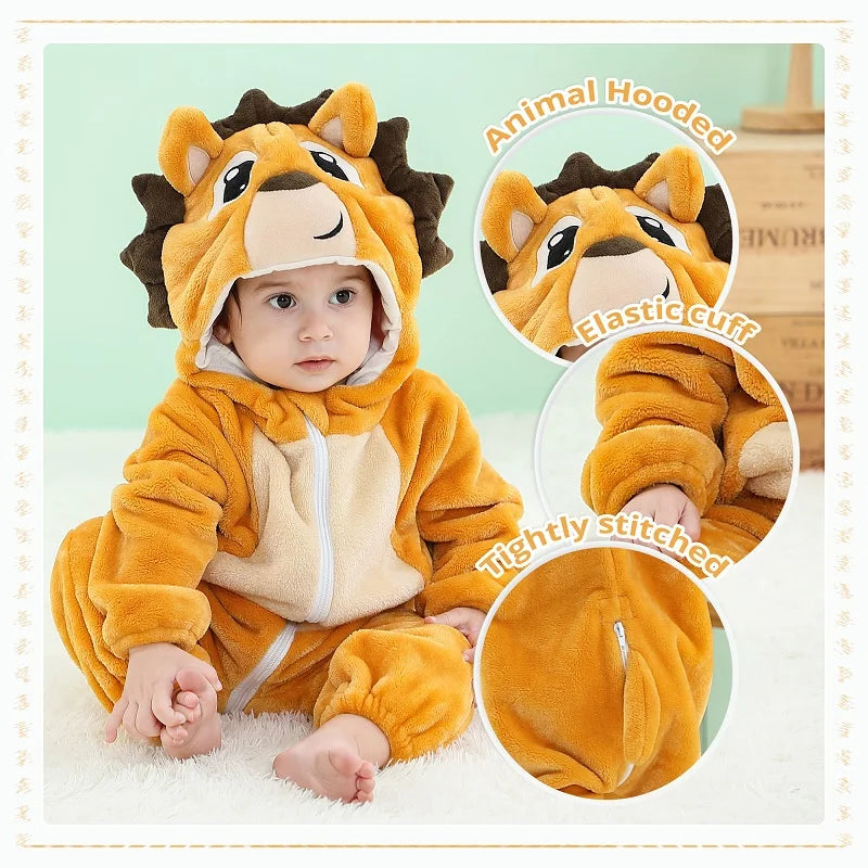 MICHLEY Winter Baby Strampler Mit Kapuze Flanell Cosplay Kleinkind Infant Kleidung Insgesamt Bodys Overall Kostüm Für Kinder Mädchen Junge