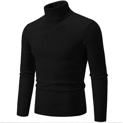 2025 New Men Solid Colour Turtleneck Sweater Black / White / Royal Blue Fashion Simple Male Casual Pullover Tops.