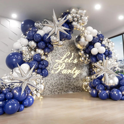 Weiße und goldene Luftballons, Girlandenbogen-Set mit Starburst-Folienballon für Hochzeit, Jahrestag, Geburtstag, Party, Dekoration.