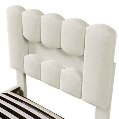 Modernes Polsterbett, 90 x 200 cm, ohne Matratze, LED-Beleuchtung, mit hydraulischem Gerät, verstellbarer Kopfteil, Samt, Grau