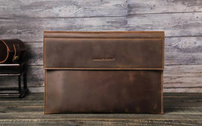 Genuine Leather Laptop Case For Macbook Air 13 M1 M2 M3 M4 Macbook Pro 14 15 16 Sleeve Cover Men Notebook Computer Carrying Bag.