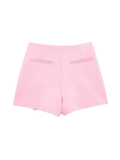 Women Fashion Asymmetric Pareo Style Self Overlay Shorts Skirts Vintage High Waist Side Zipper Female Skort Mujer.