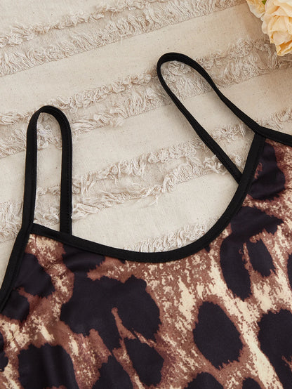 Damen-Pyjama-Set im neuen Stil, Heimkleidung, Leopardenmuster, Neckholder-Top, Shorts, lässiges Pyjama-Set.