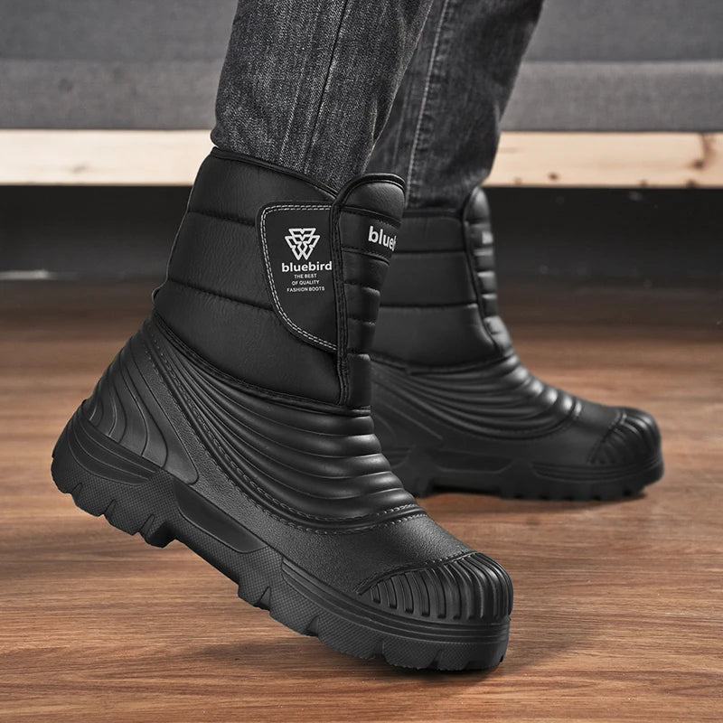 Men's Snow Boots Outdoor Comfortable Fleece-lined Warm Men's Outdoor Hiking Men's Shoes for Men Boots With Short Plush Men Boots.